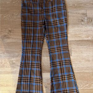 Plaid Flared Bottoms in Brown and Blue